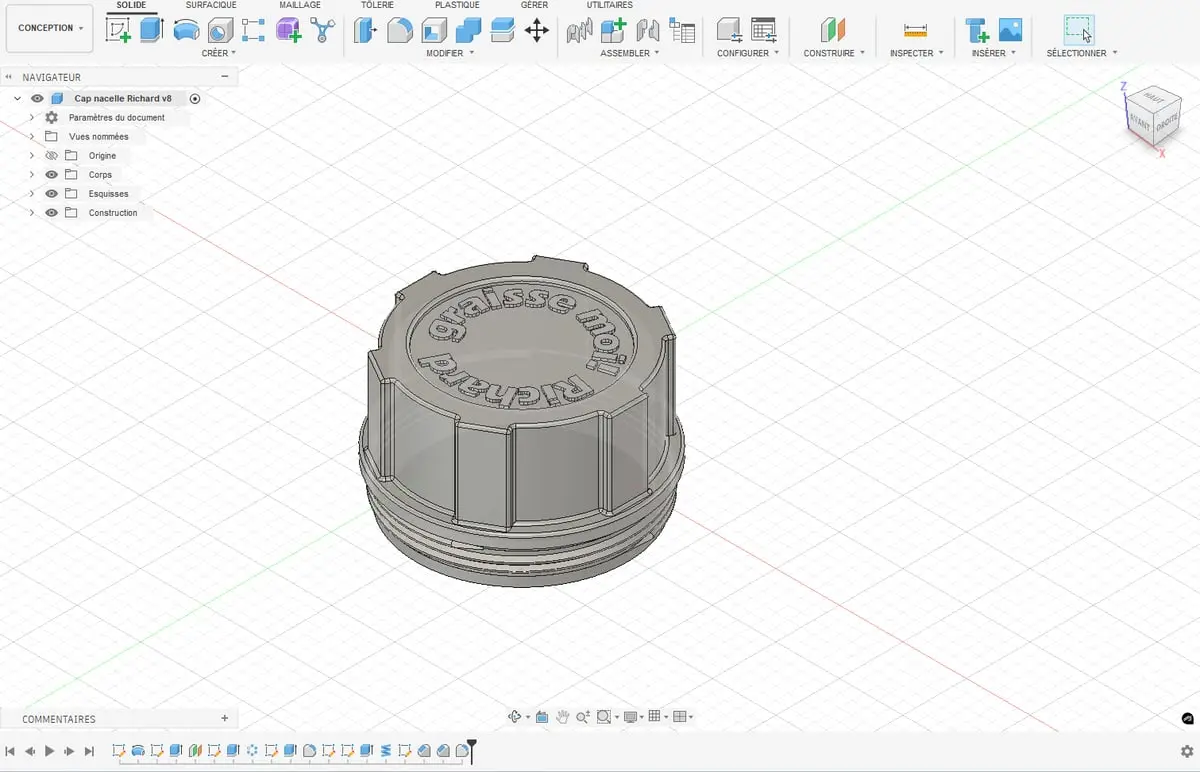 Pièce créée par impression 3D